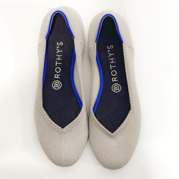 Rothy’s Birdseye Round Toe Flats Light Grey Size 8.5 Machine Washable Comfy - Picture 4 of 12